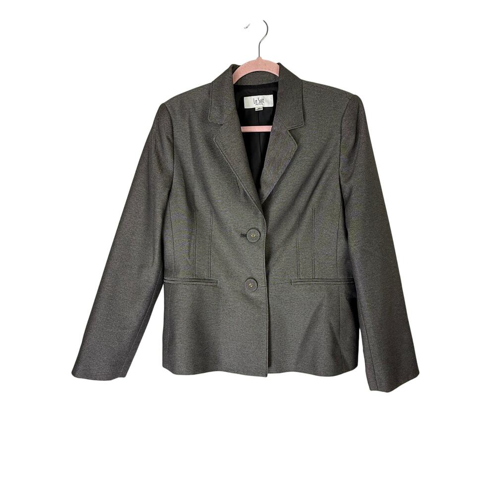 Le Suit Corporate Chic Power Dressing Gray Two Button Blazer 12P